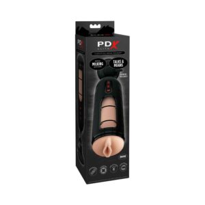 PDX Elite Vibrating Mega Milker Rechargeable Stroker With Hands-Free Suction Cup Beige/Black
